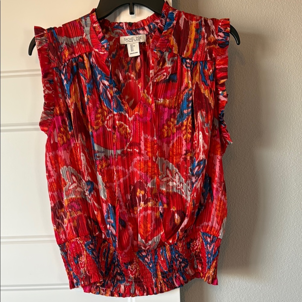 Rachel Zoe Vibrant Red and Blue Blouse